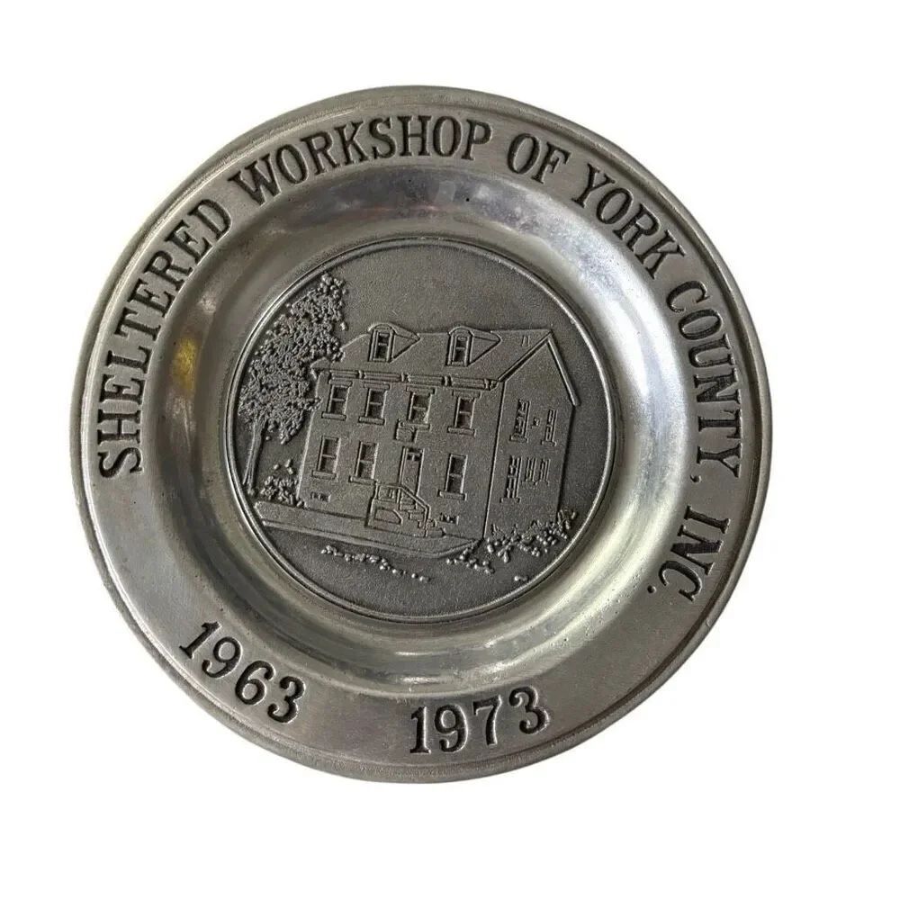 Sheltered Workshop Of York County1963 1973 7 5/8” 50th Anniversary Pewter Plate